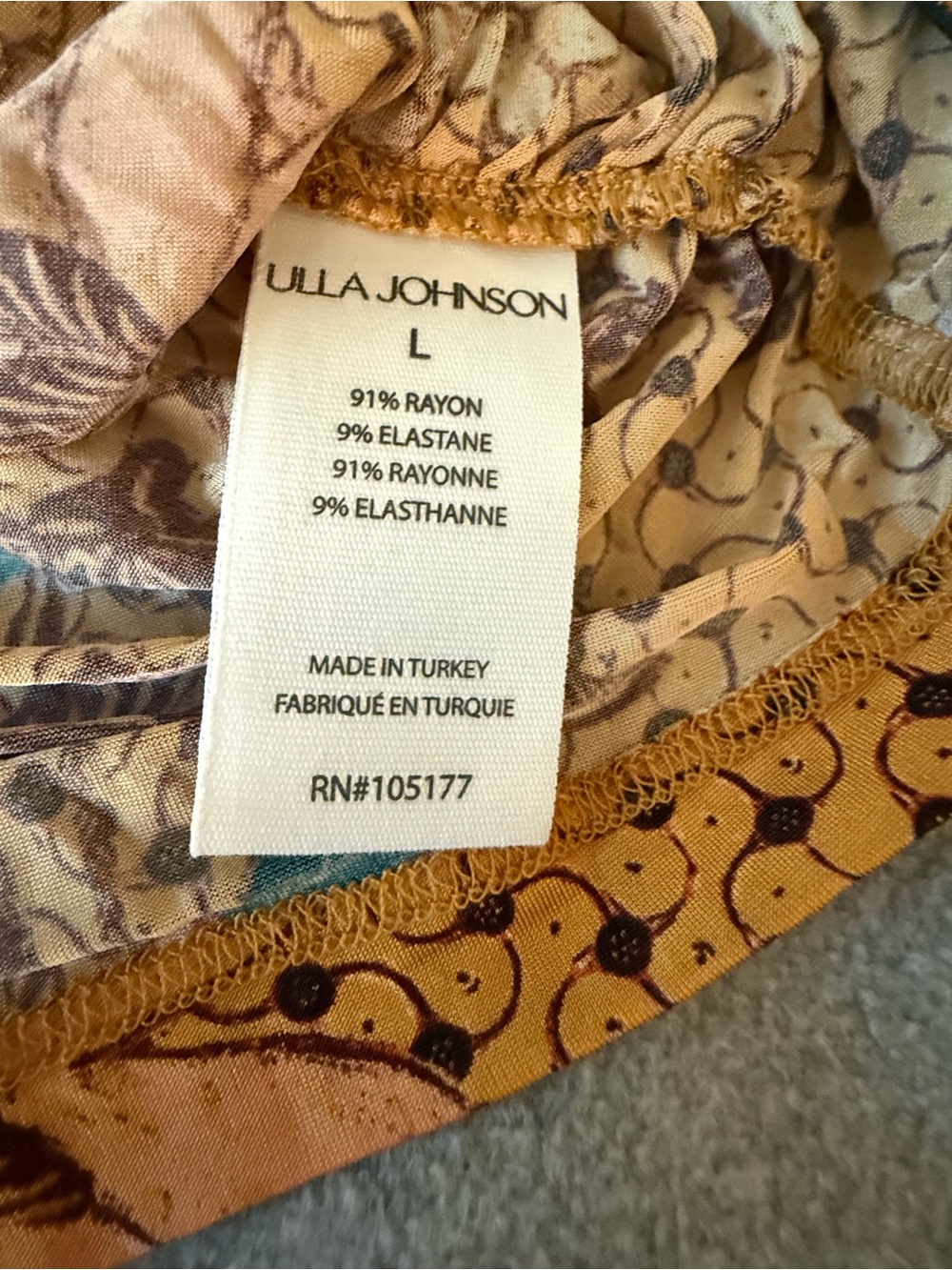 Ulla Johnson Eileen Top Amber Geometric Ruched Floral Size L - Picture 5 of 10
